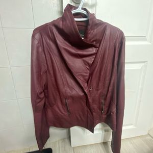 Faux leather jacket.